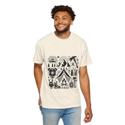 High Contrast Camping Scene T-shirt Ivory T-Shirt