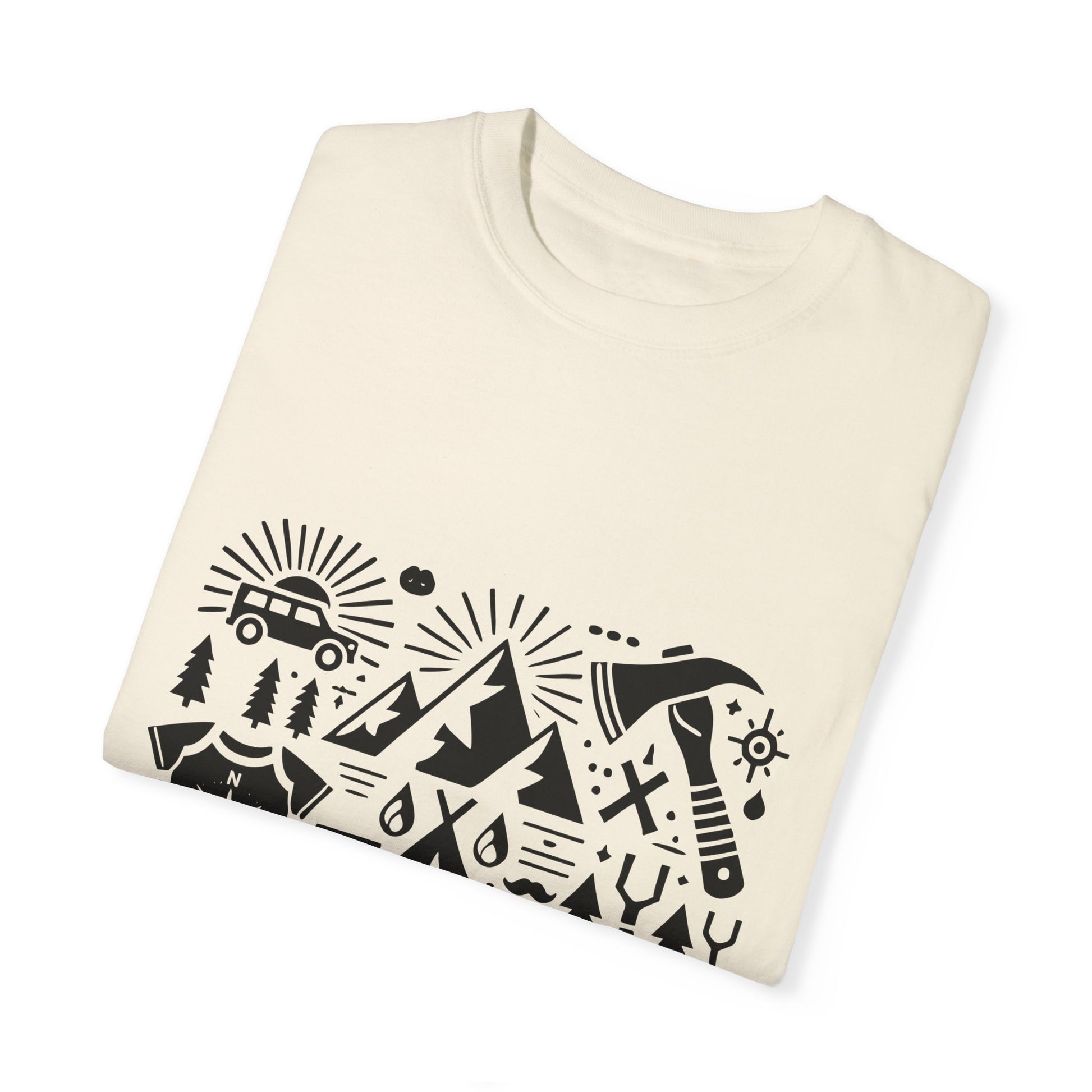 High Contrast Camping Scene T-shirt Ivory T-Shirt