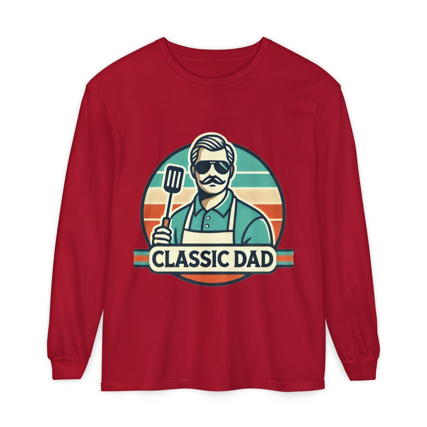 Classic Dad Garment-dyed Long Sleeve T-Shirt Red Long-sleeve