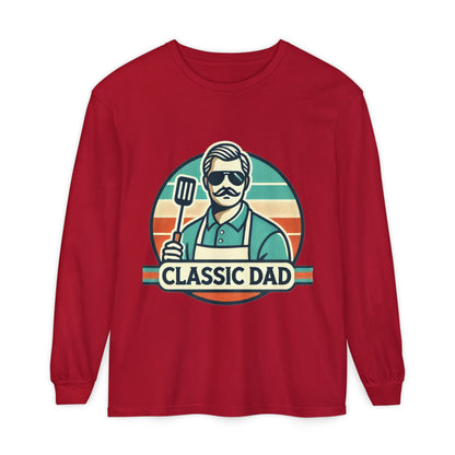 Classic Dad Garment-dyed Long Sleeve T-Shirt Red Long-sleeve