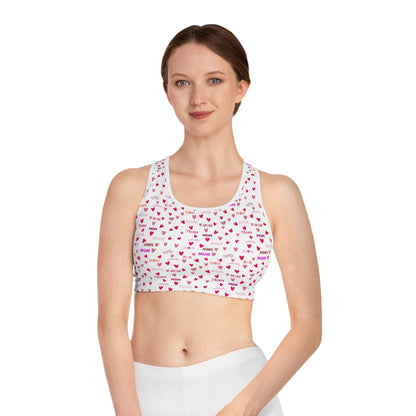 Heart Mom Sports Bra 2XL All Over Prints