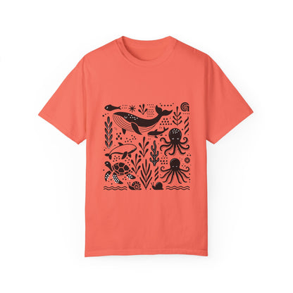 High Contrast Ocean Life Tee Bright Salmon T-Shirt