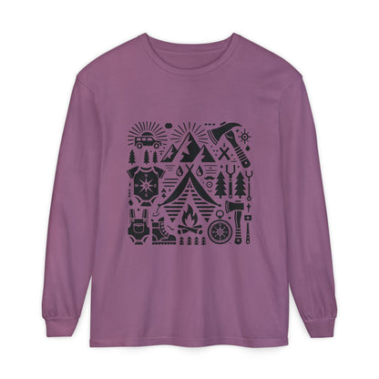 High Contrast Camping Long Sleeve Tee Berry Long-sleeve