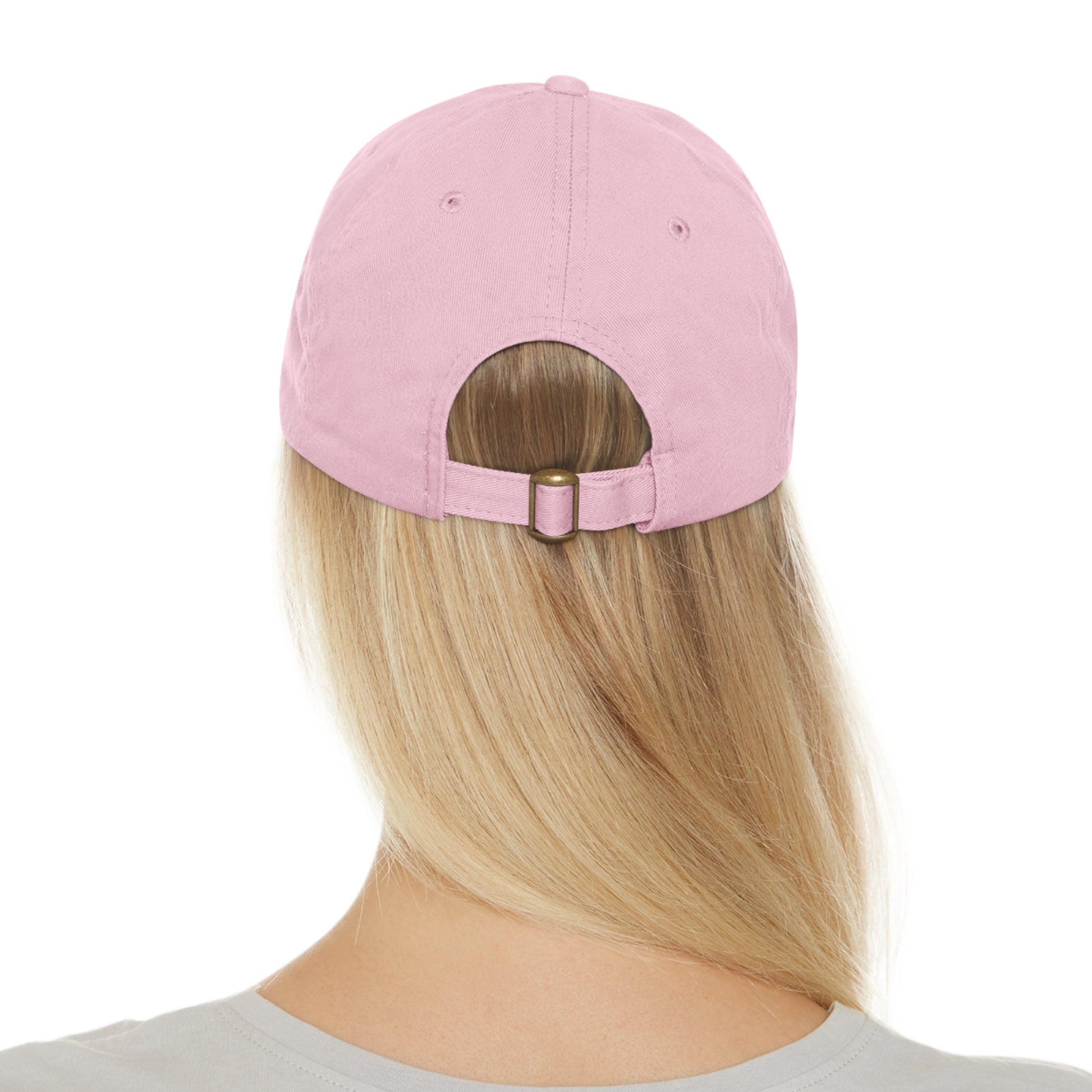 Hammer & Rattle Iconic Leather Patch Dad Hat Grey Pink Patch Hats