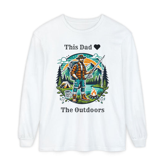 Outdoors Dad Long Sleeve Tee White Long-sleeve