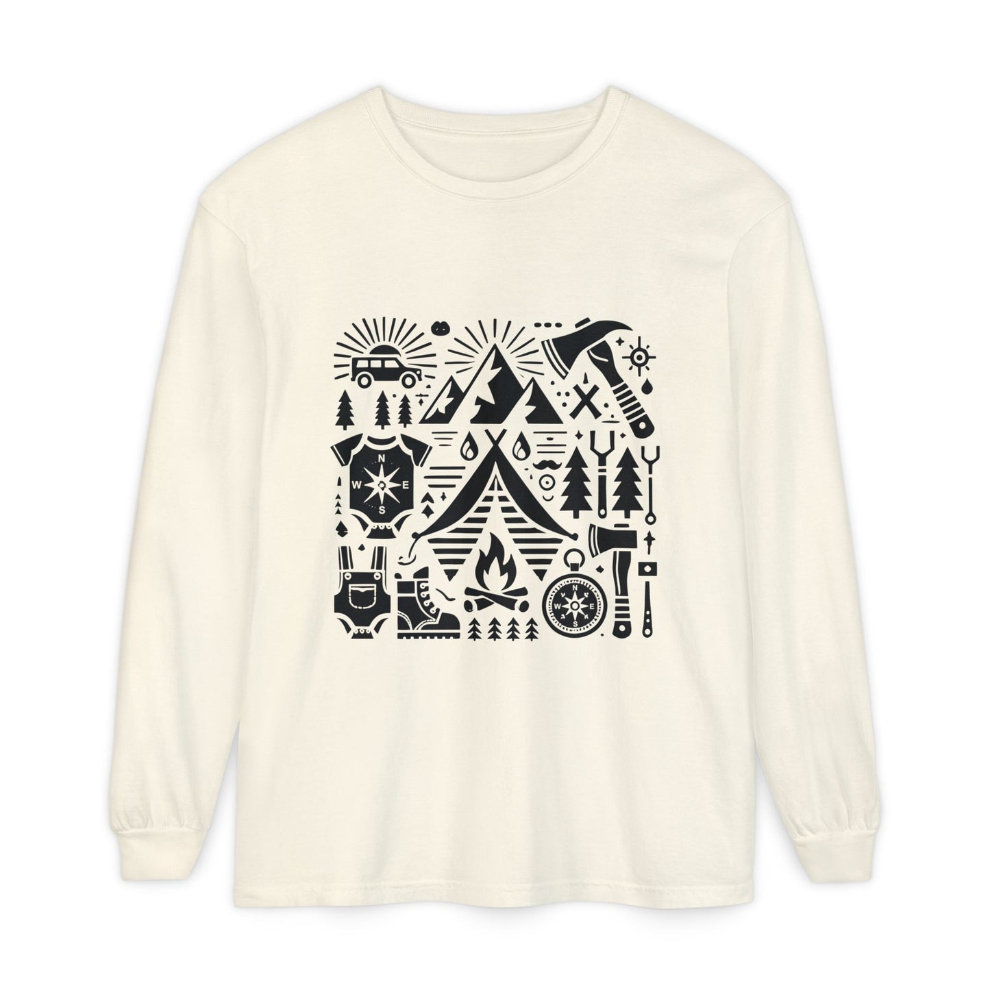 High Contrast Camping Long Sleeve Tee Ivory Long-sleeve