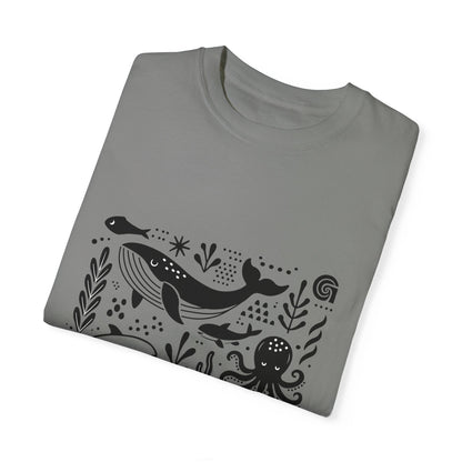 High Contrast Ocean Life Tee Granite T-Shirt