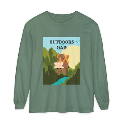 Outdoors Dad - Bear Edition Long Sleeve Tee Light Green Long-sleeve