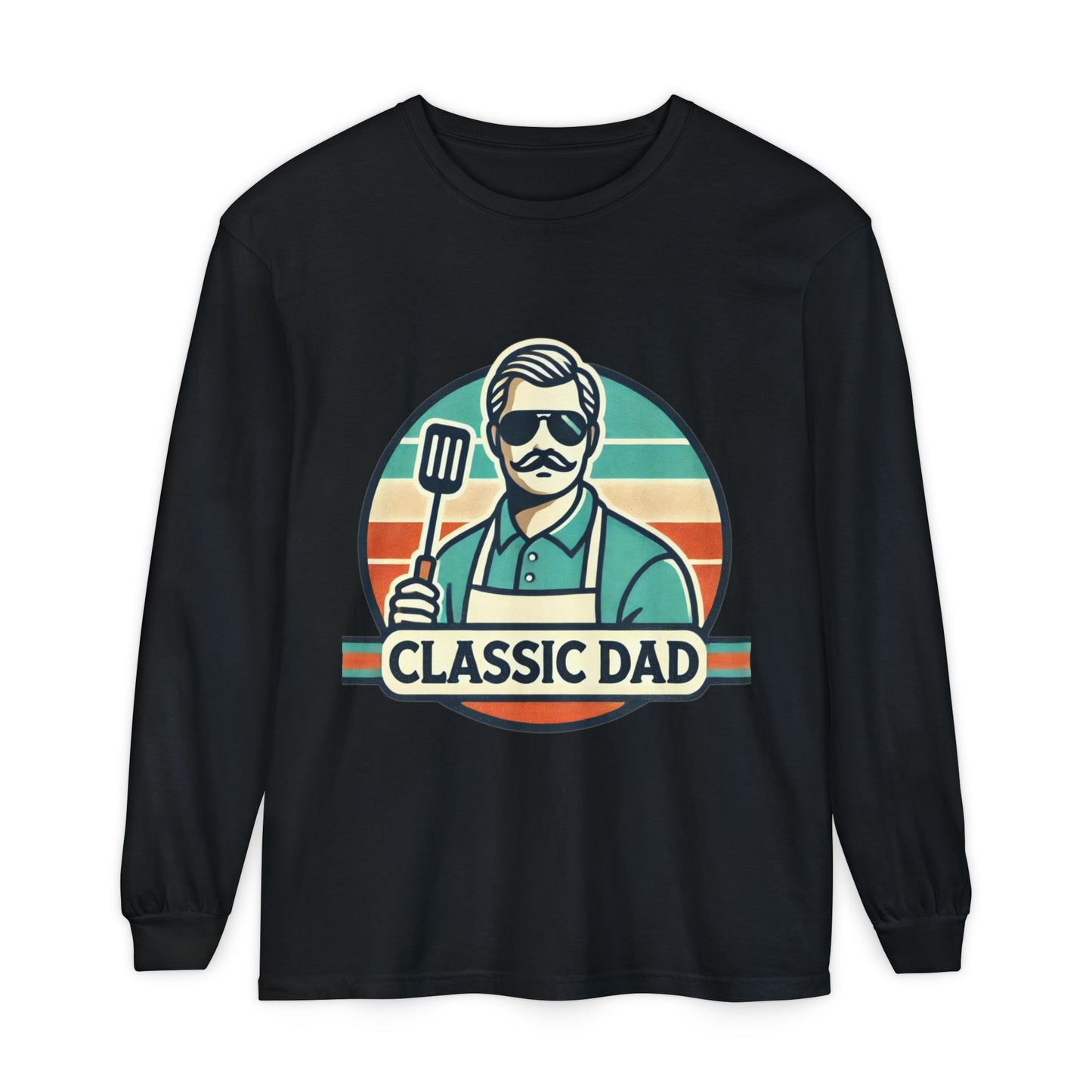 Classic Dad Garment-dyed Long Sleeve T-Shirt Black Long-sleeve