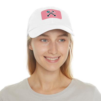 Hammer & Rattle Iconic Leather Patch Dad Hat Light Pink Black Patch Hats