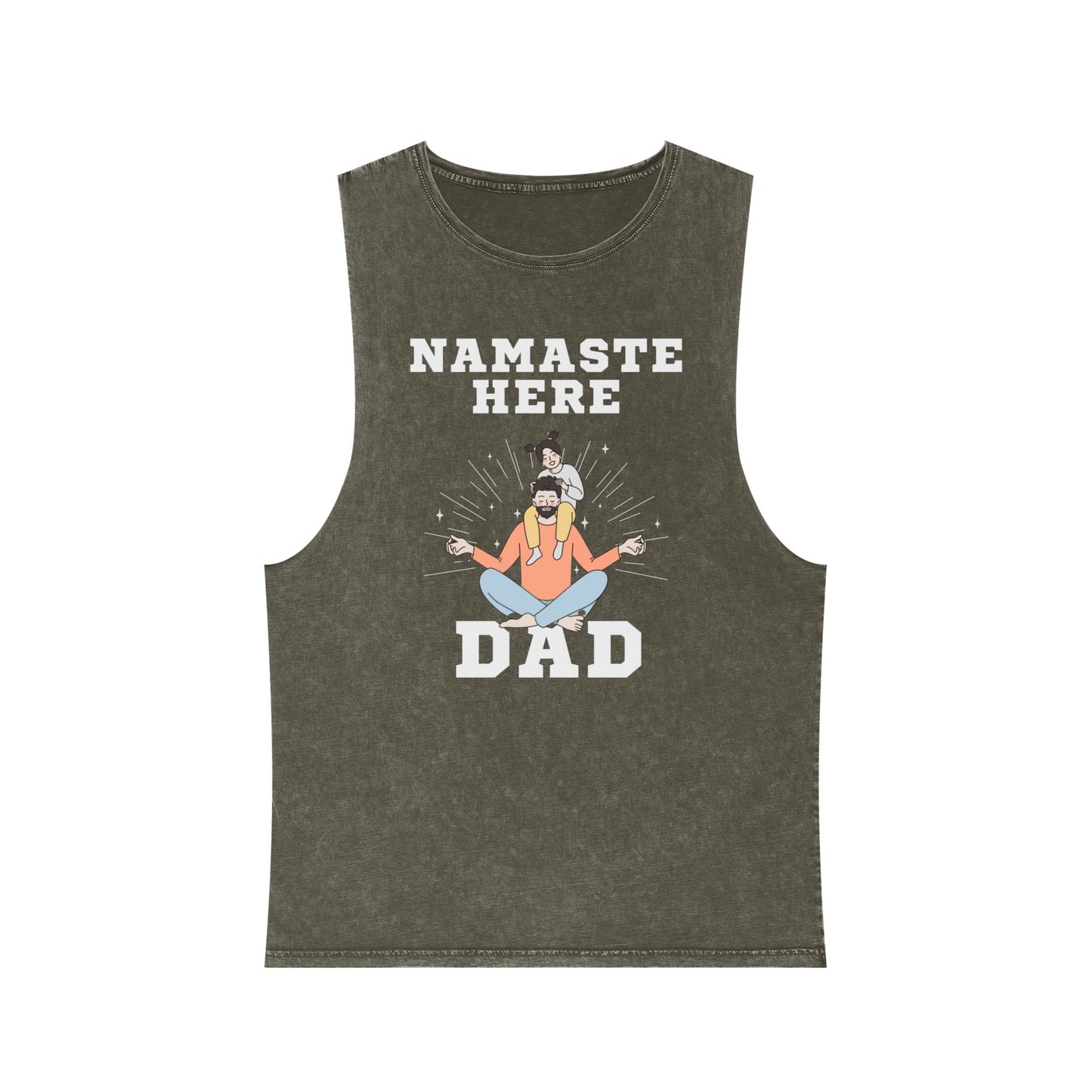 Namaste Here Dad Stonewash Tank Top Moss Stone Tank Top