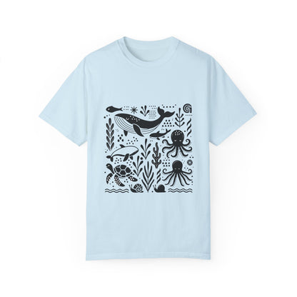 High Contrast Ocean Life Tee Chambray T-Shirt