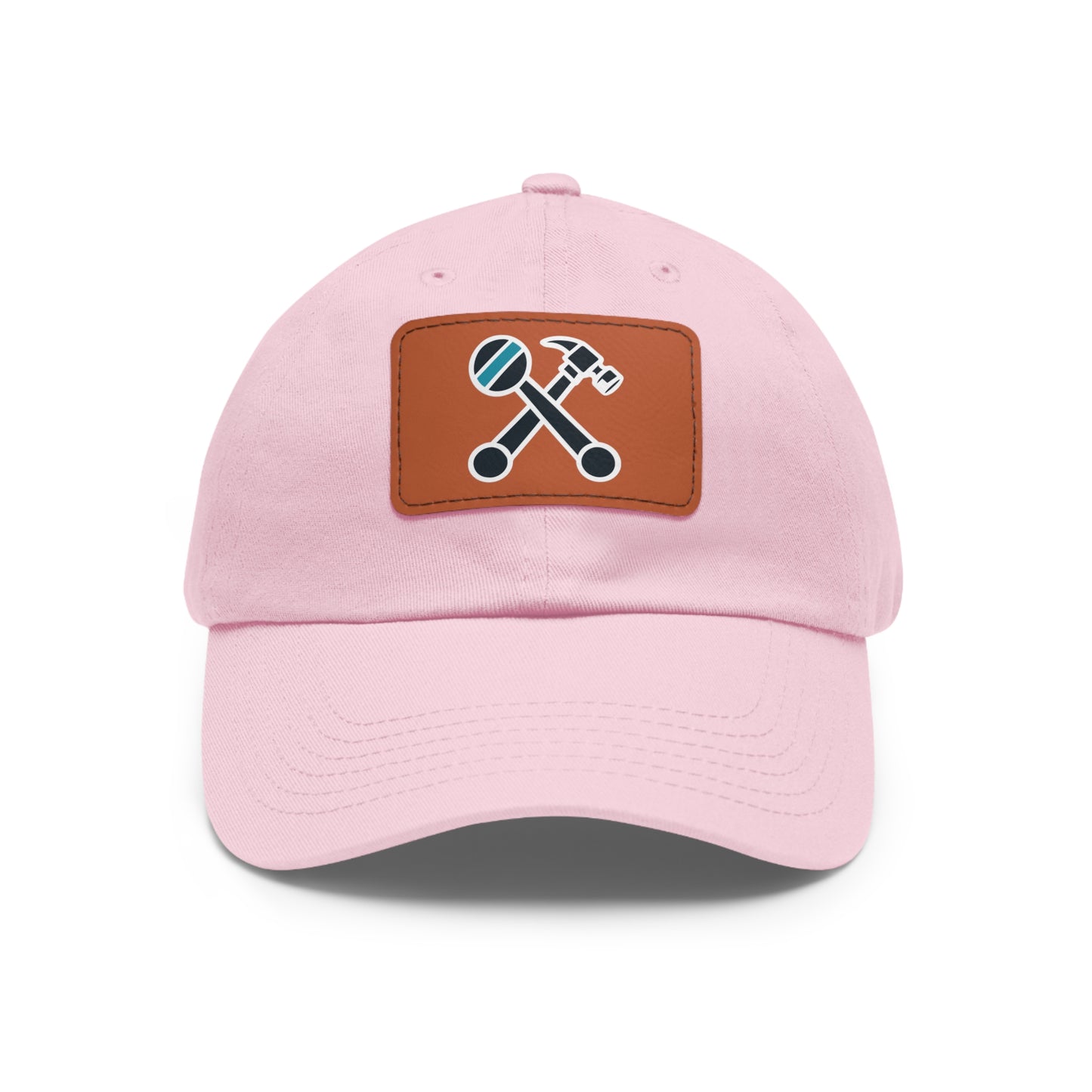 Hammer & Rattle Iconic Leather Patch Dad Hat Light Pink Light Brown Patch Hats