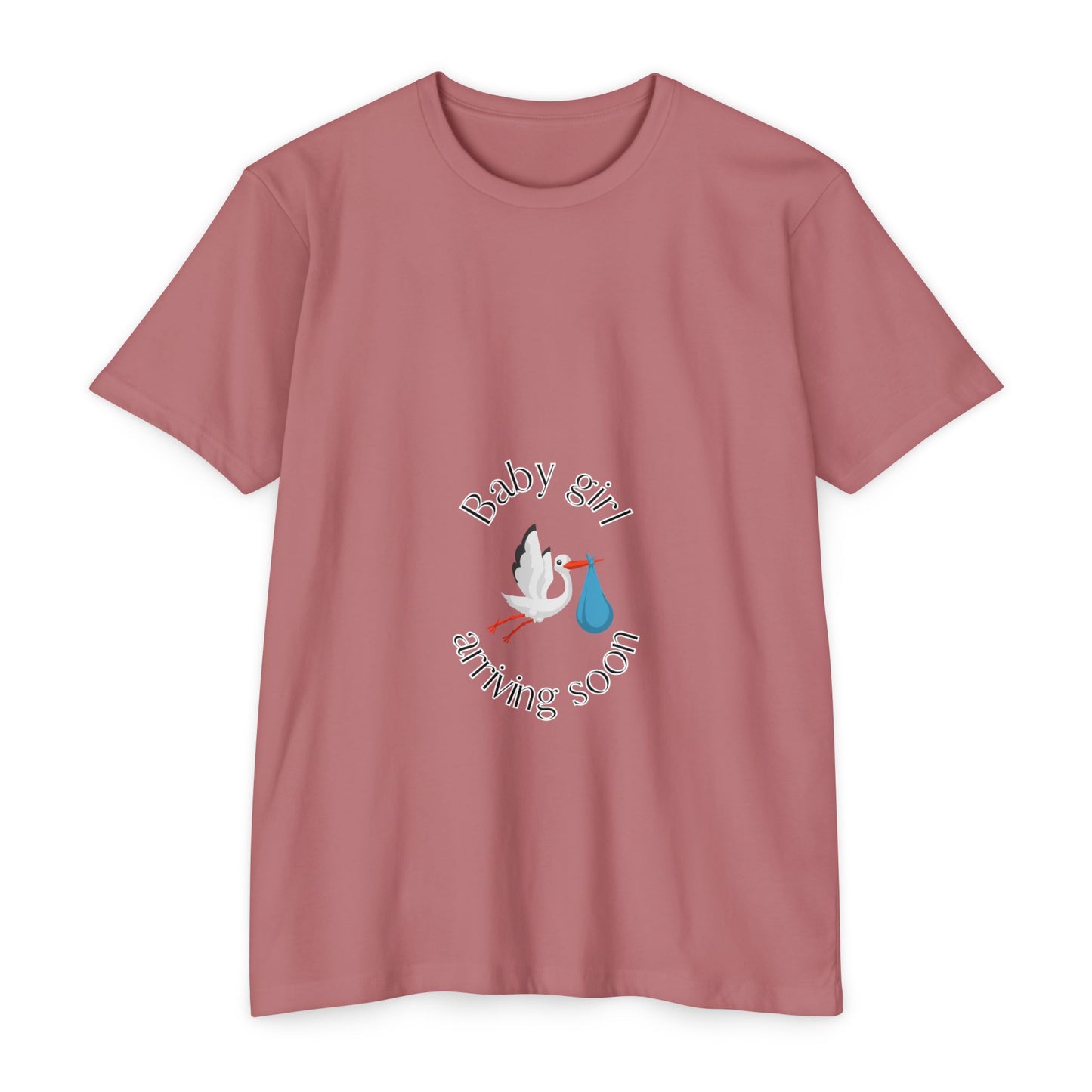 Baby Girl Coming Soon Maternity Jersey Tee Heather Mauve T-Shirt