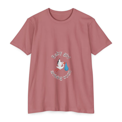 Baby Girl Coming Soon Maternity Jersey Tee Heather Mauve T-Shirt