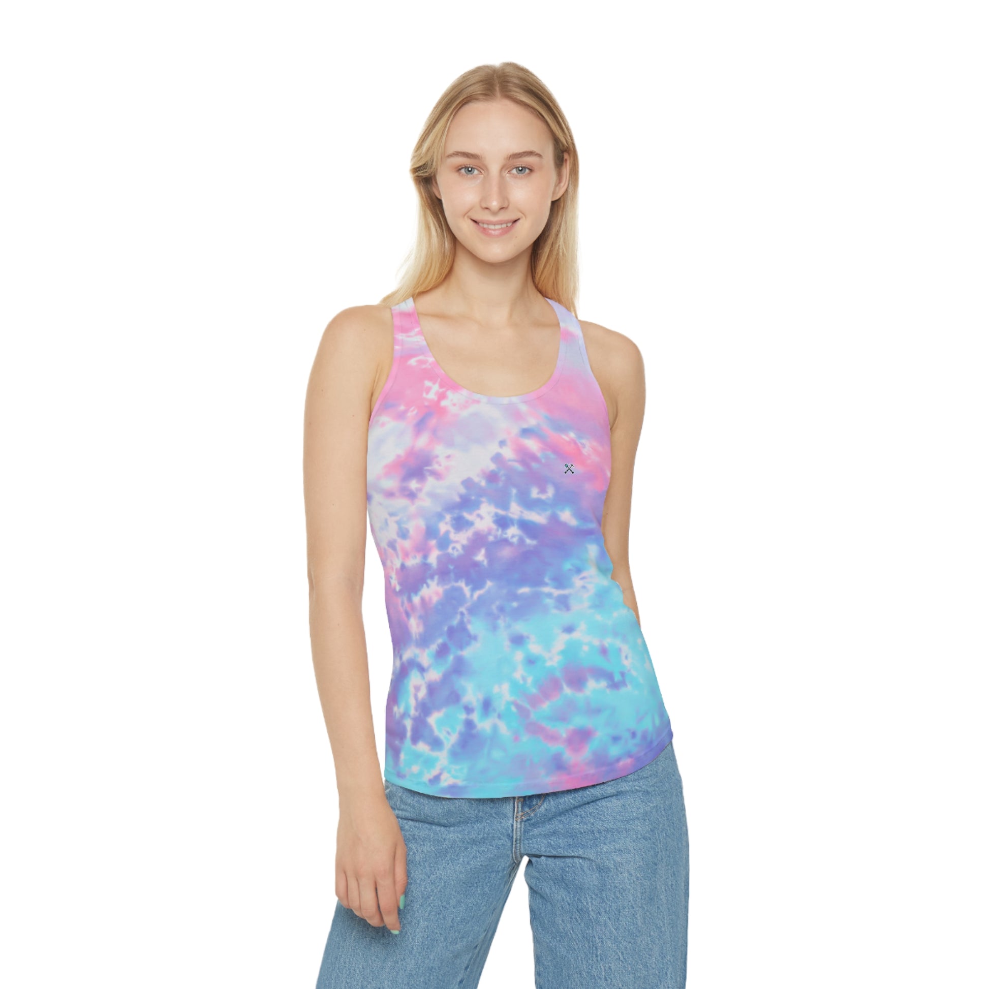 Hammer & Rattle Tie Dye Racerback Tank Lagoon Tank Top