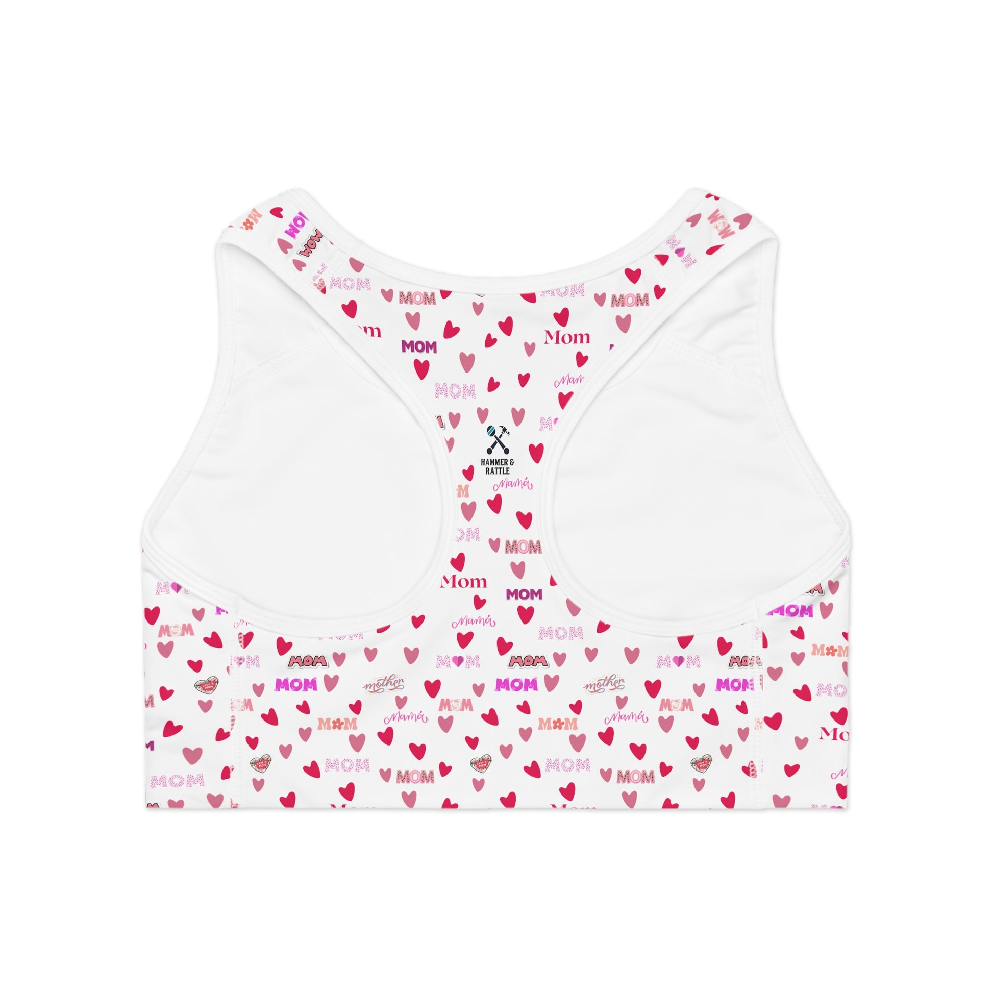 Heart Mom Sports Bra 2XL All Over Prints