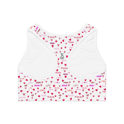 Heart Mom Sports Bra 2XL All Over Prints