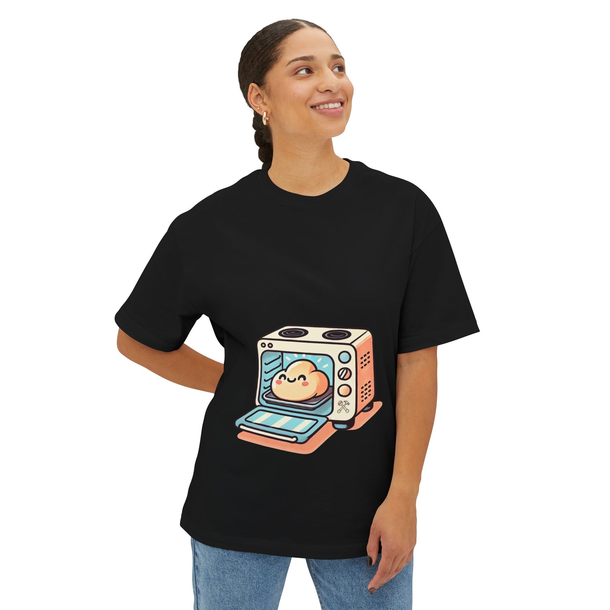 Maternity Bun In the Oven Boxy Tee Black T-Shirt