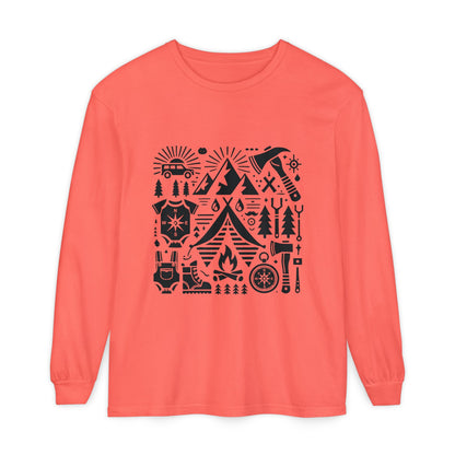 High Contrast Camping Long Sleeve Tee Bright Salmon Long-sleeve