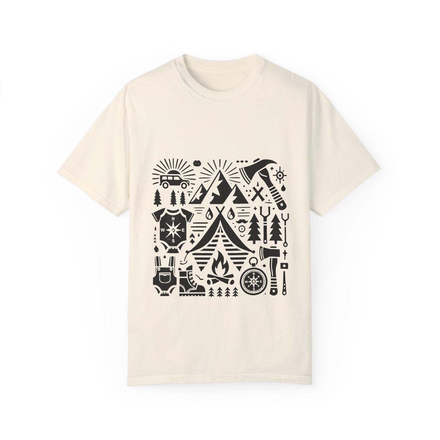 High Contrast Camping Scene T-shirt Ivory T-Shirt