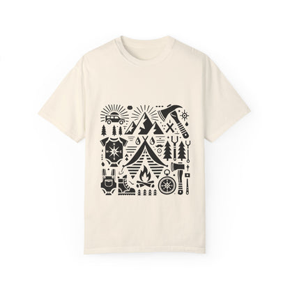 High Contrast Camping Scene T-shirt Ivory T-Shirt