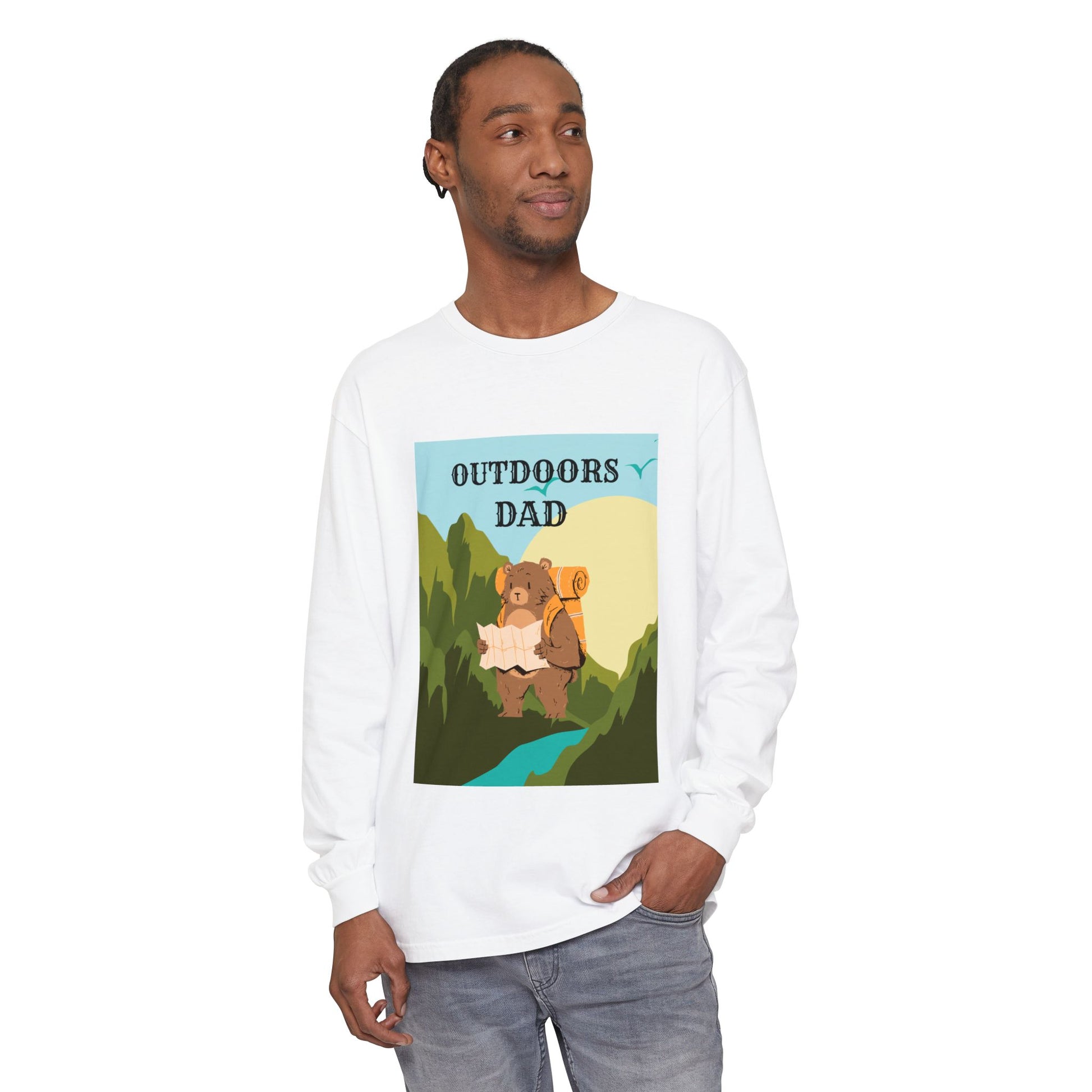 Outdoors Dad - Bear Edition Long Sleeve Tee White Long-sleeve