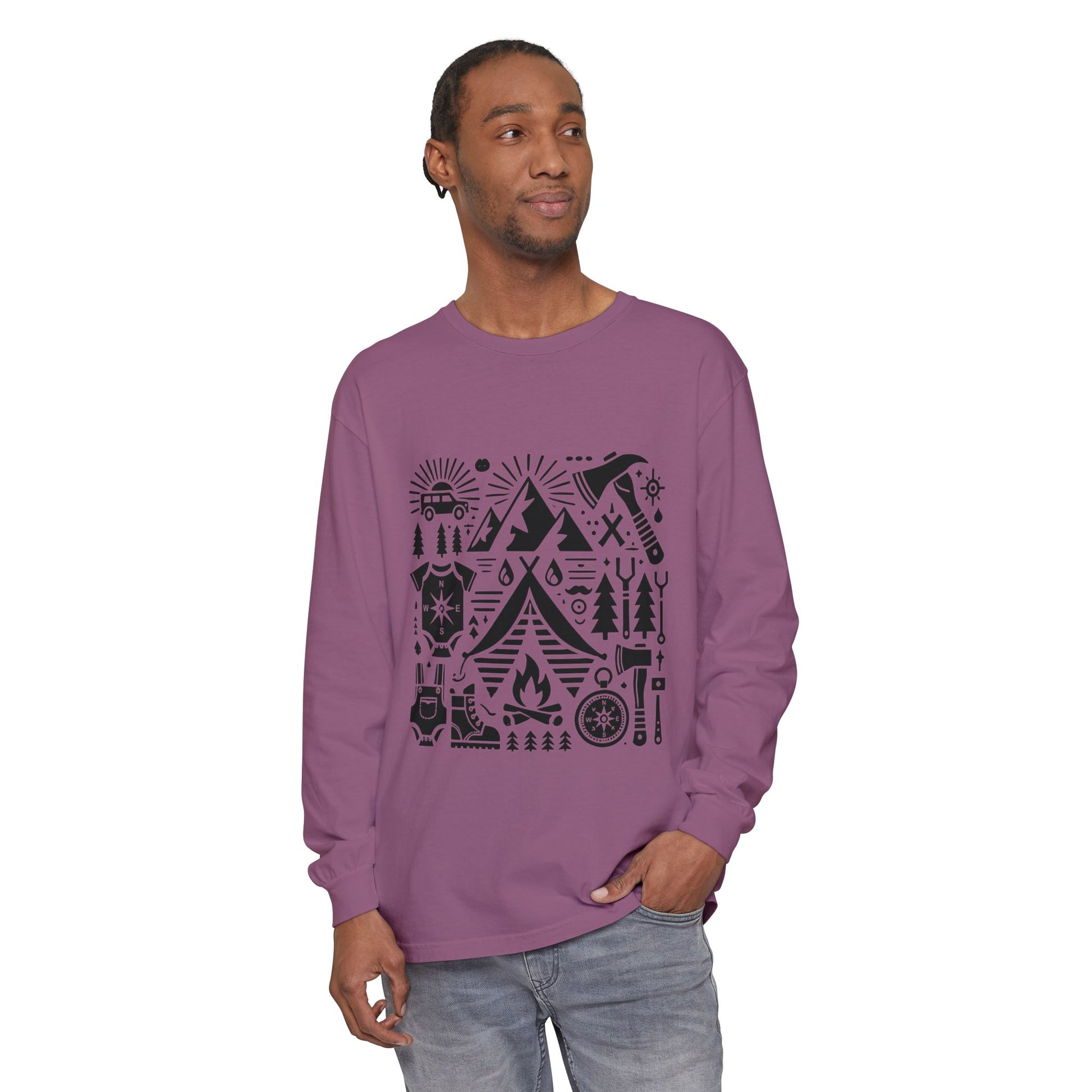 High Contrast Camping Long Sleeve Tee White Long-sleeve