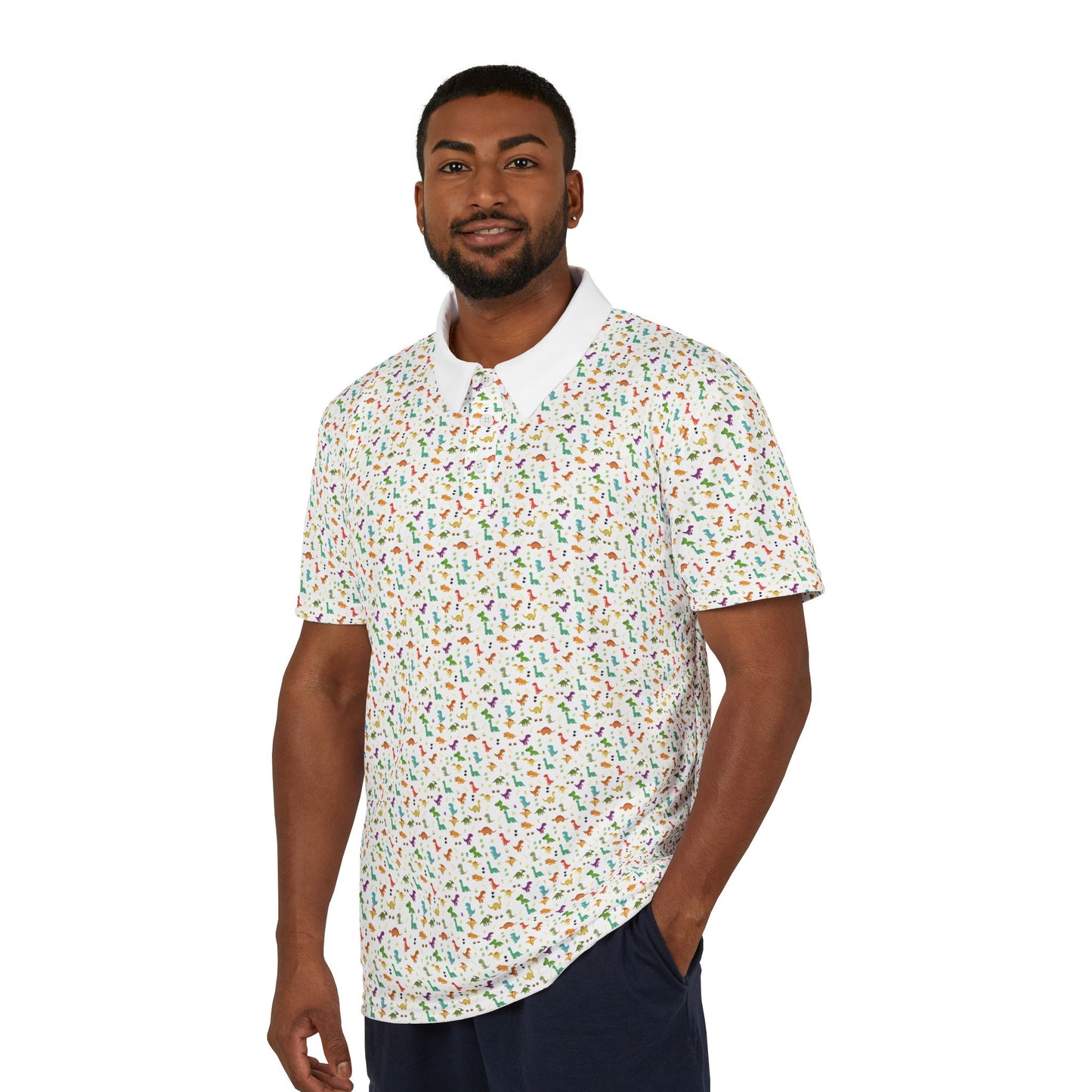 Cretaceous Cool Polo Shirt AOP White stitching All Over Prints