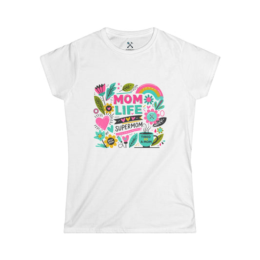 Mom Life Fitted Tee White T-Shirt