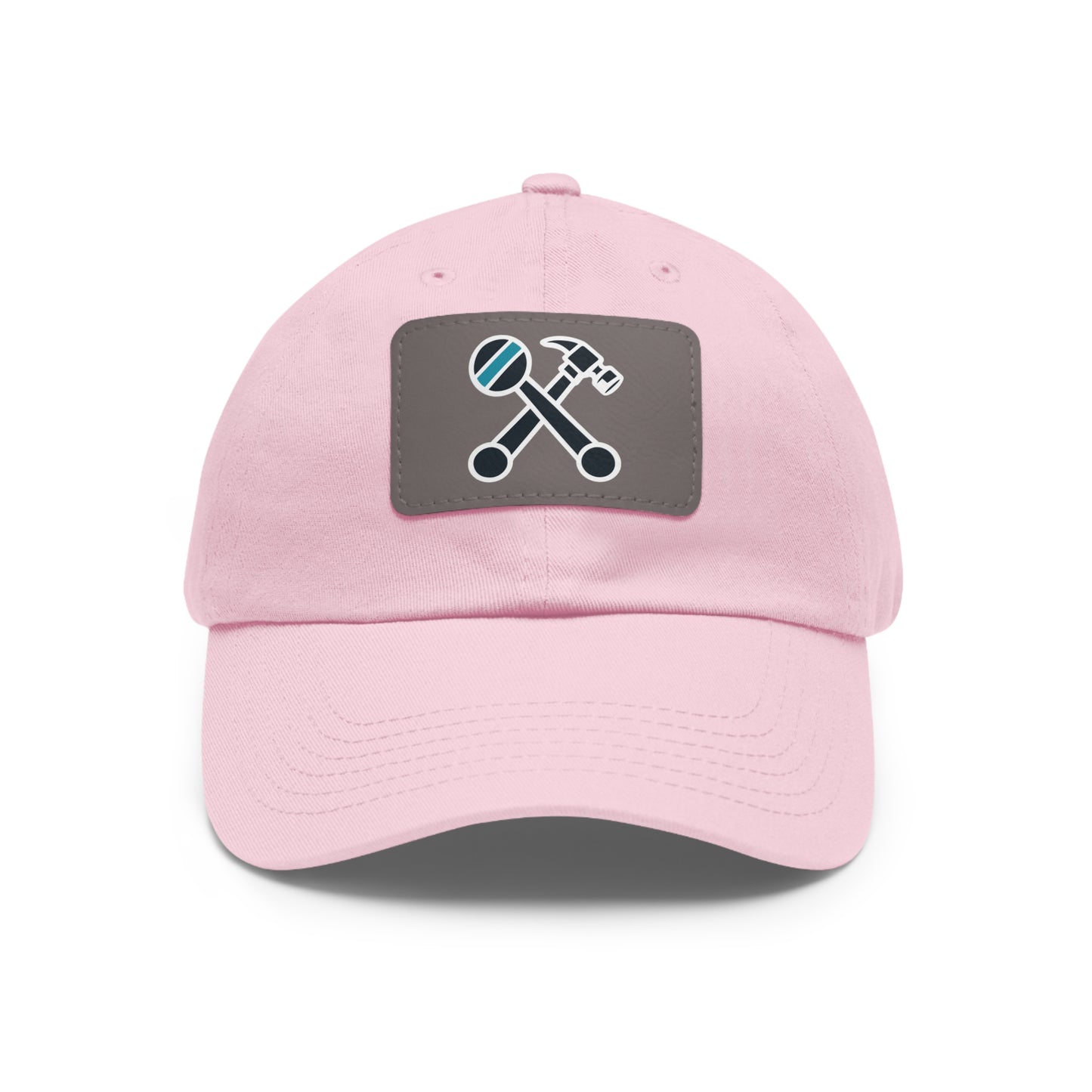 Hammer & Rattle Iconic Leather Patch Dad Hat Light Pink Grey Patch Hats