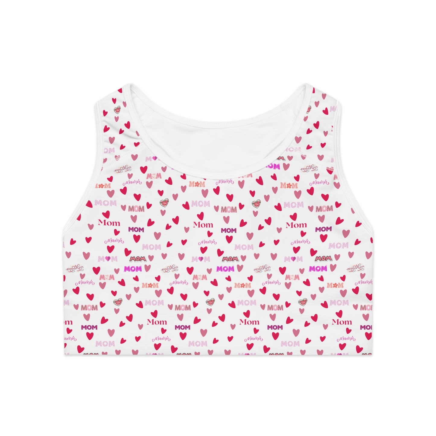 Heart Mom Sports Bra 2XL All Over Prints