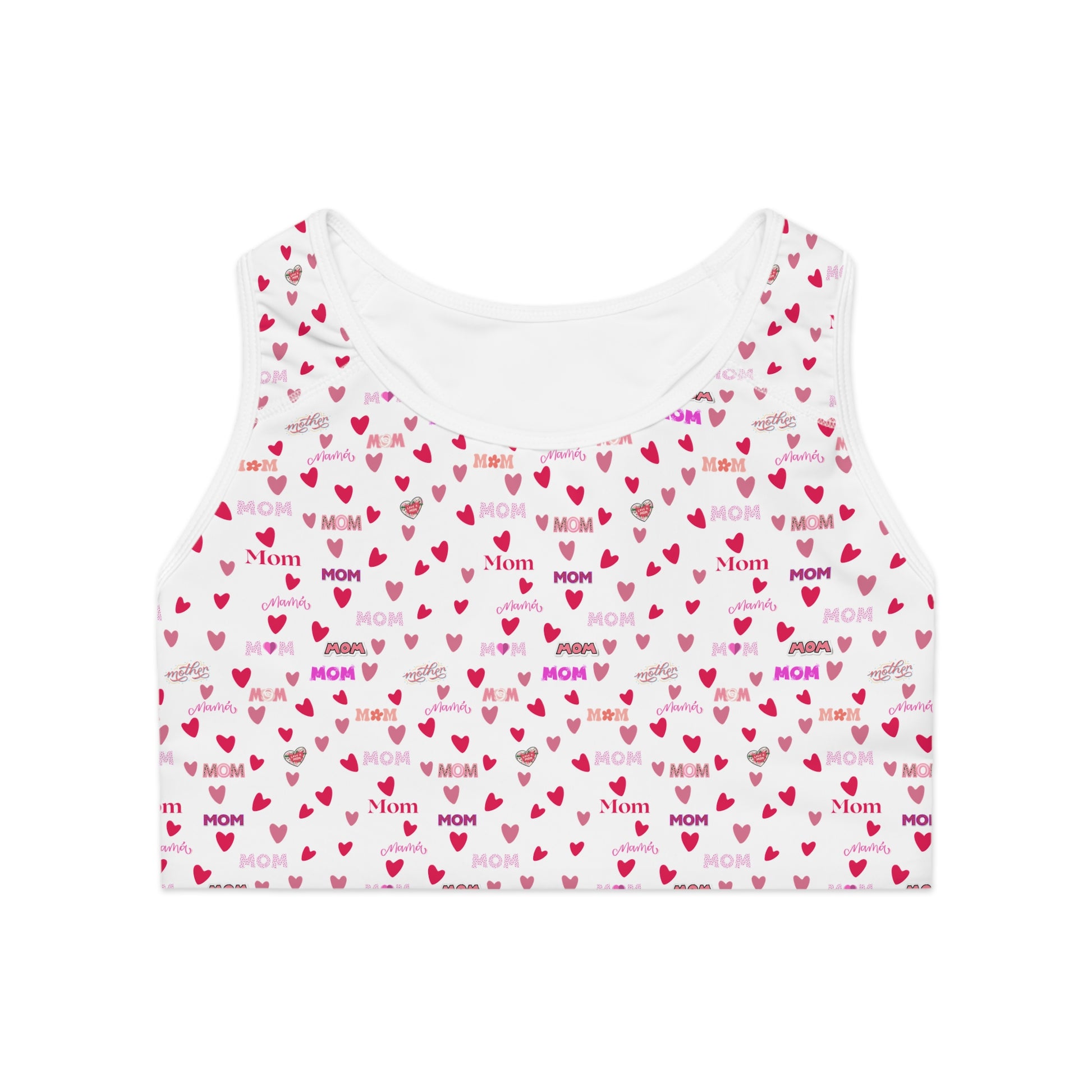 Heart Mom Sports Bra 2XL All Over Prints