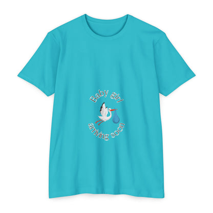 Baby Girl Coming Soon Maternity Jersey Tee Tahiti Blue T-Shirt