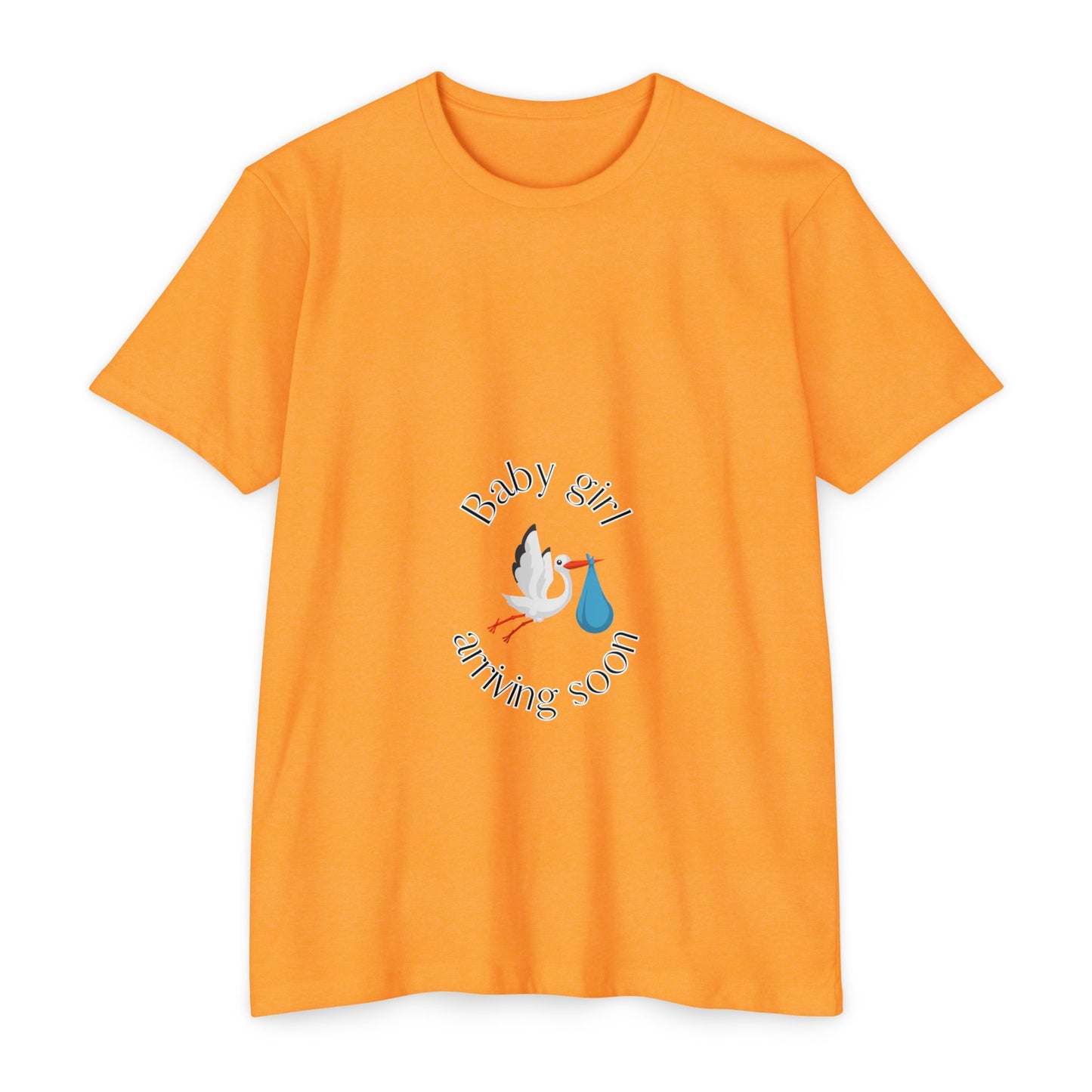 Baby Girl Coming Soon Maternity Jersey Tee Safety Orange T-Shirt