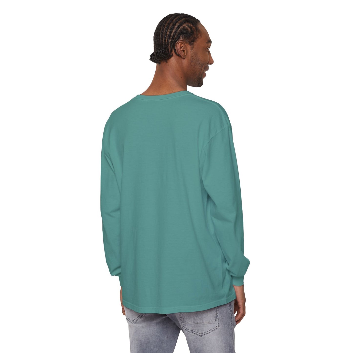 High Contrast Mountain View Camping Long Sleeve Tee Seafoam Long-sleeve