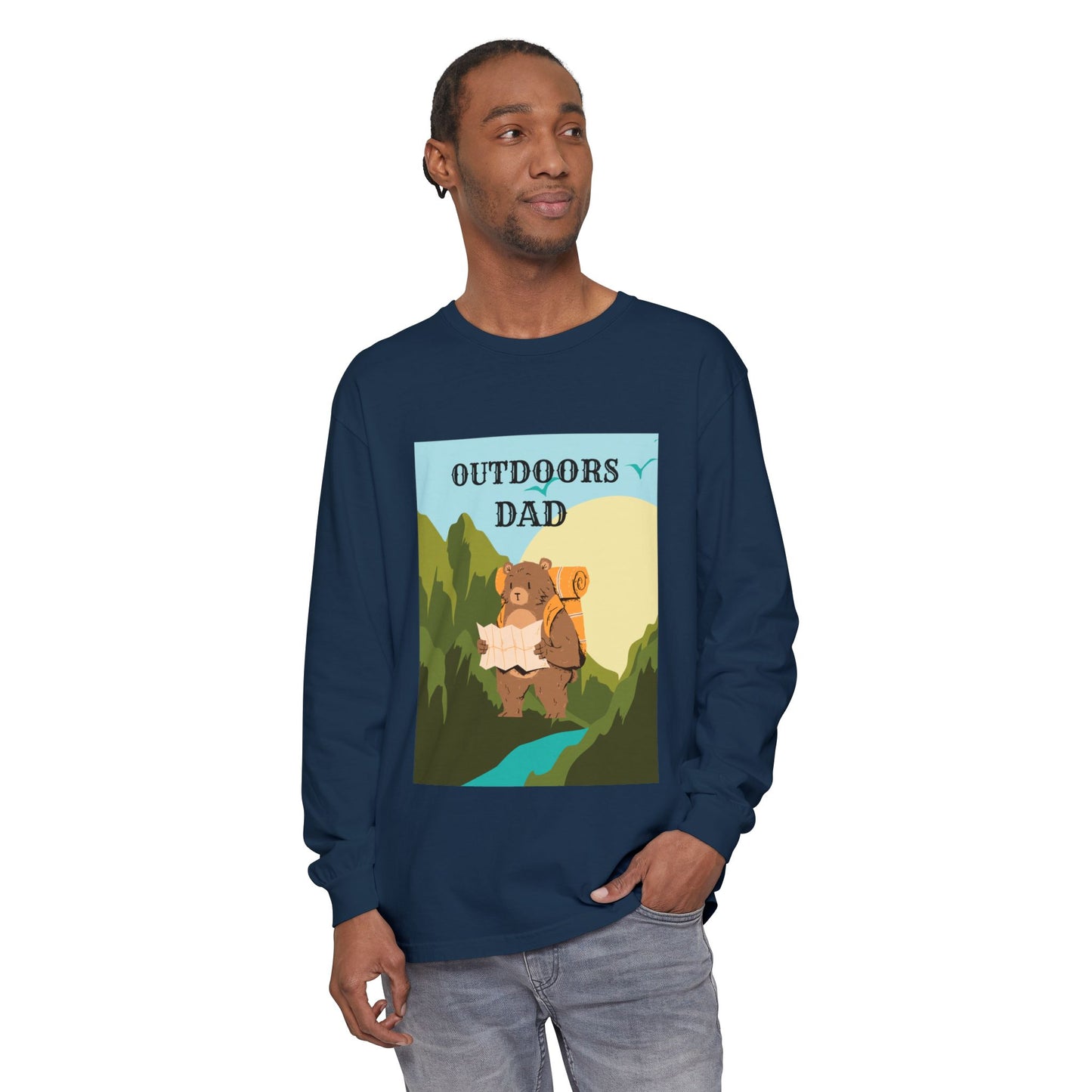 Outdoors Dad - Bear Edition Long Sleeve Tee True Navy Long-sleeve