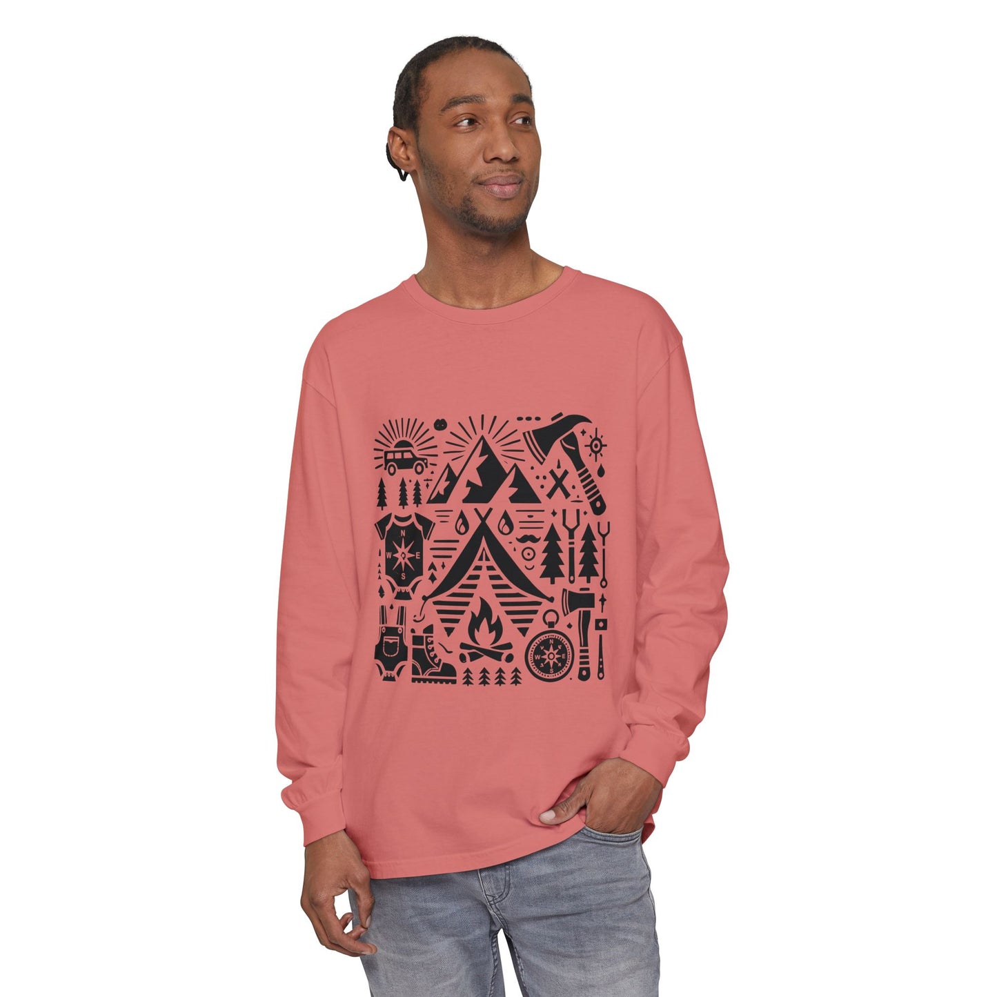 High Contrast Camping Long Sleeve Tee Watermelon Long-sleeve