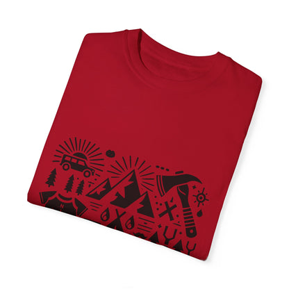 High Contrast Camping Scene T-shirt Red T-Shirt