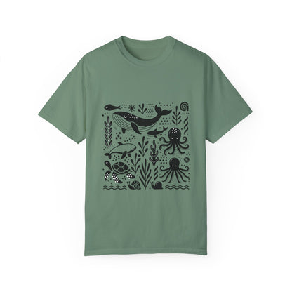 High Contrast Ocean Life Tee Light Green T-Shirt