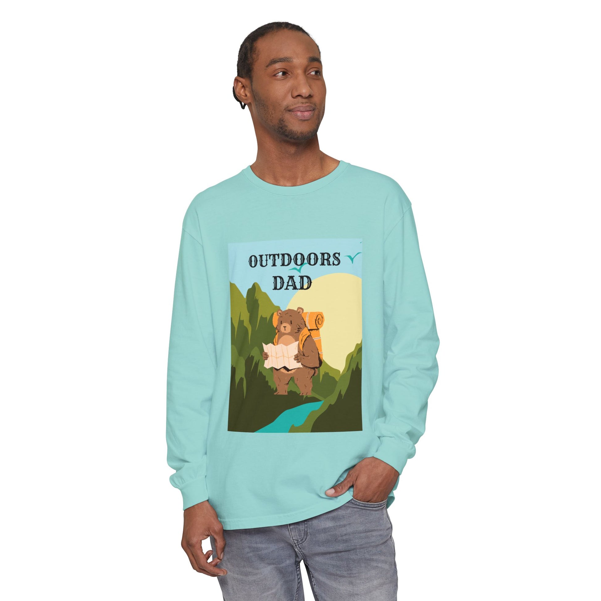 Outdoors Dad - Bear Edition Long Sleeve Tee Chalky Mint Long-sleeve