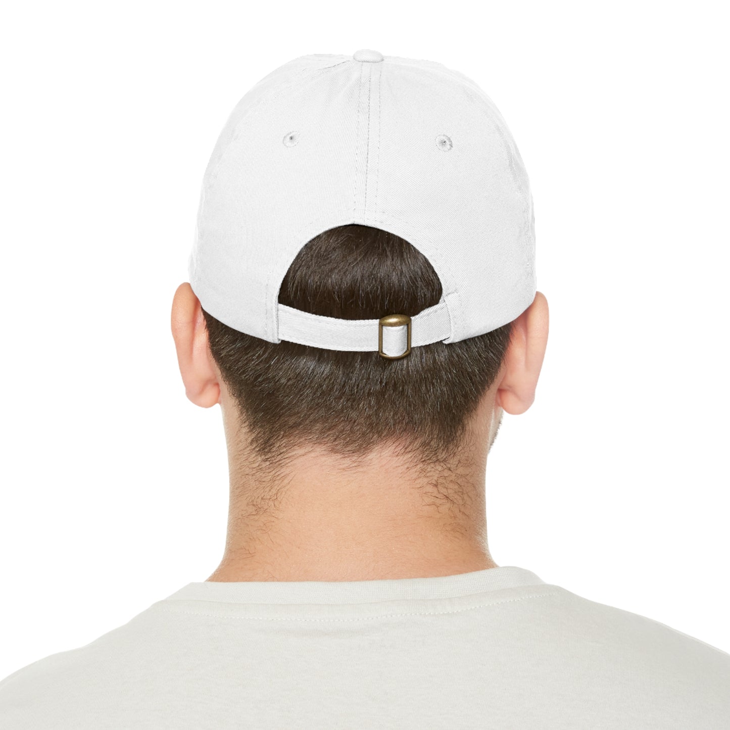 Hammer & Rattle Leather Patch Dad Hat White Light Brown Patch Hats