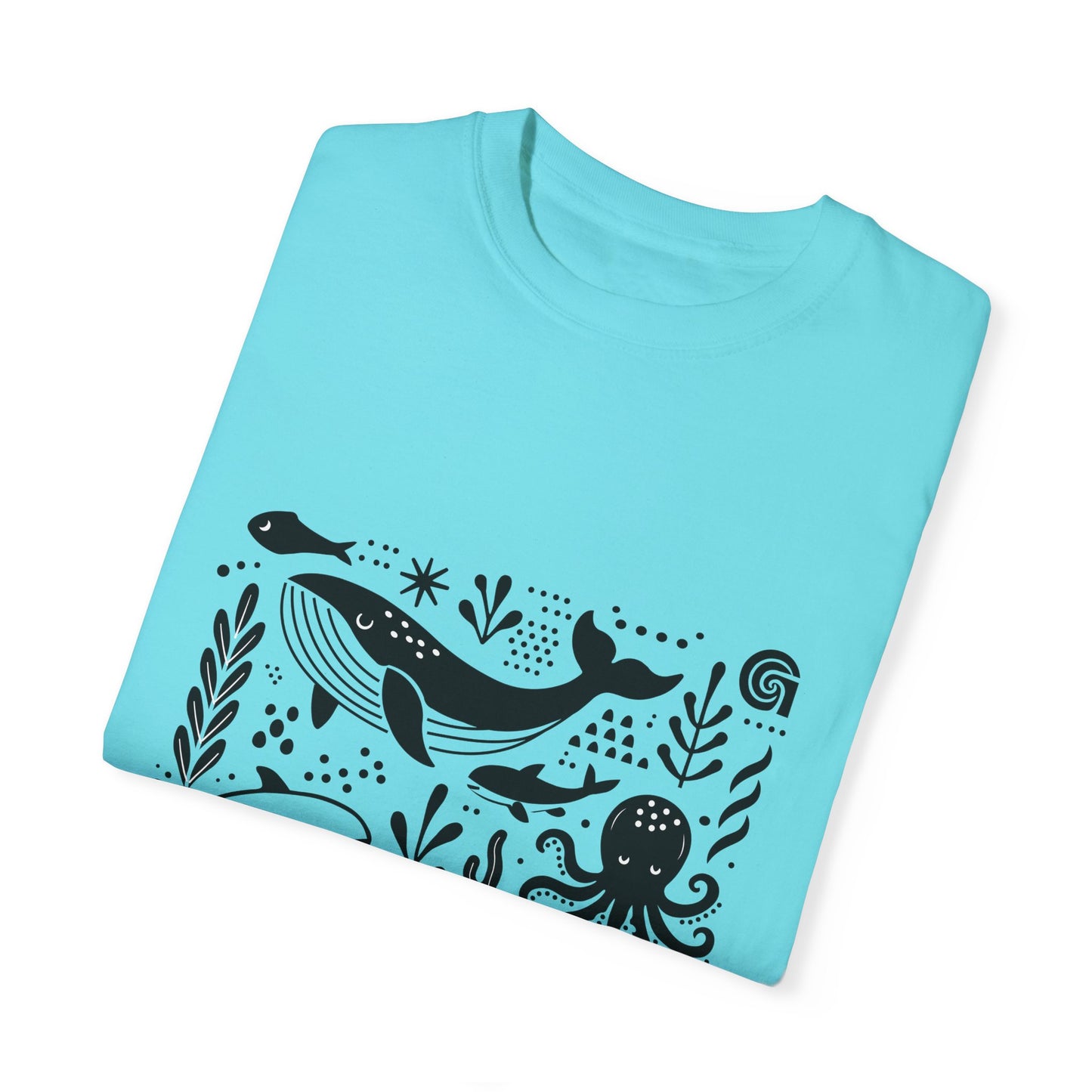 High Contrast Ocean Life Tee Lagoon Blue T-Shirt