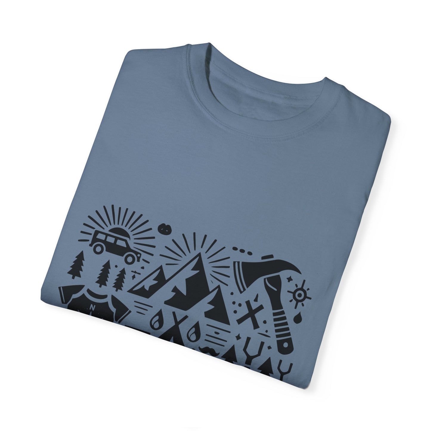 High Contrast Camping Scene T-shirt Blue Jean T-Shirt