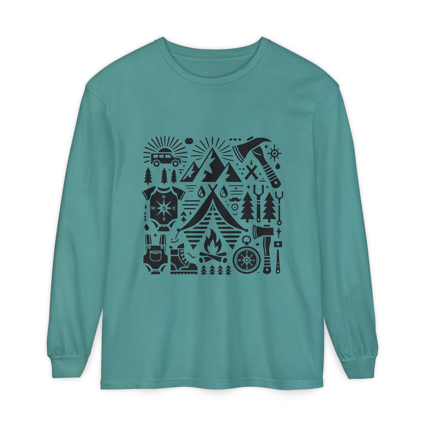 High Contrast Camping Long Sleeve Tee Seafoam Long-sleeve