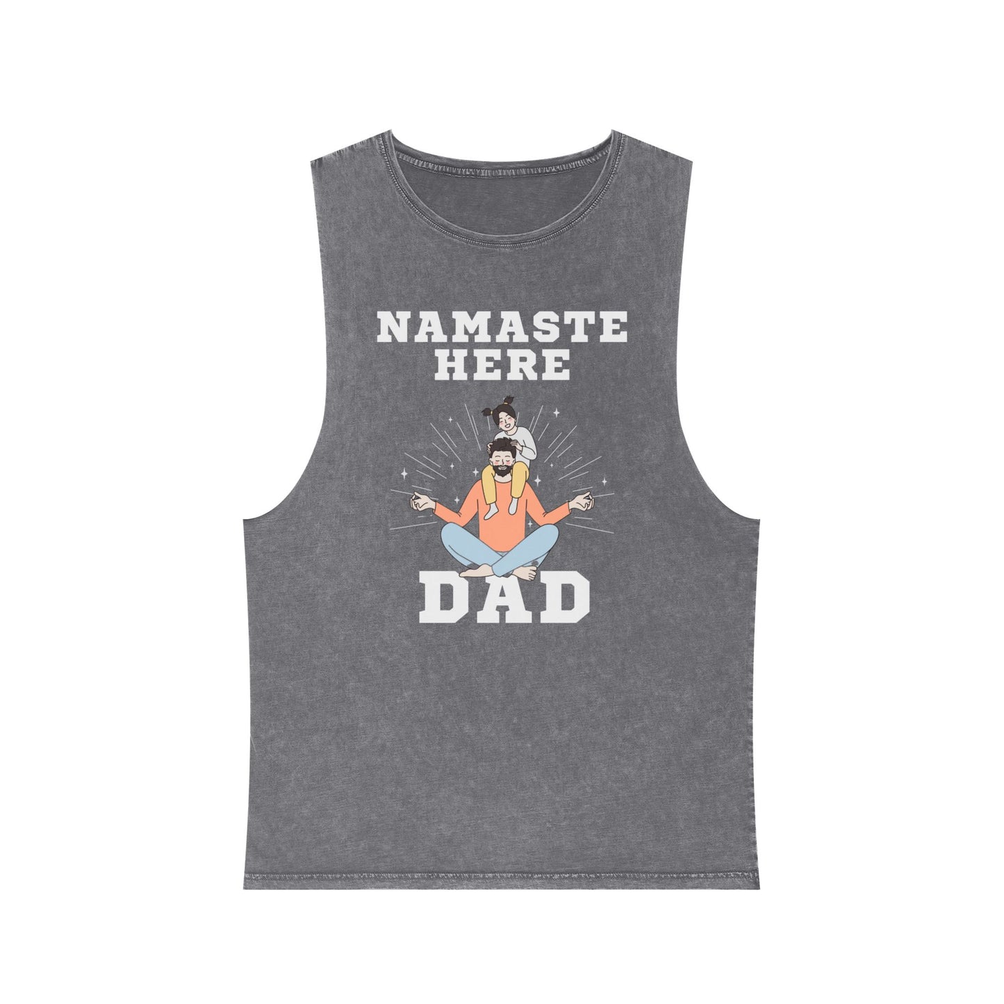 Namaste Here Dad Stonewash Tank Top Ash Stone Tank Top