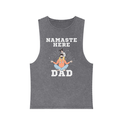 Namaste Here Dad Stonewash Tank Top Ash Stone Tank Top