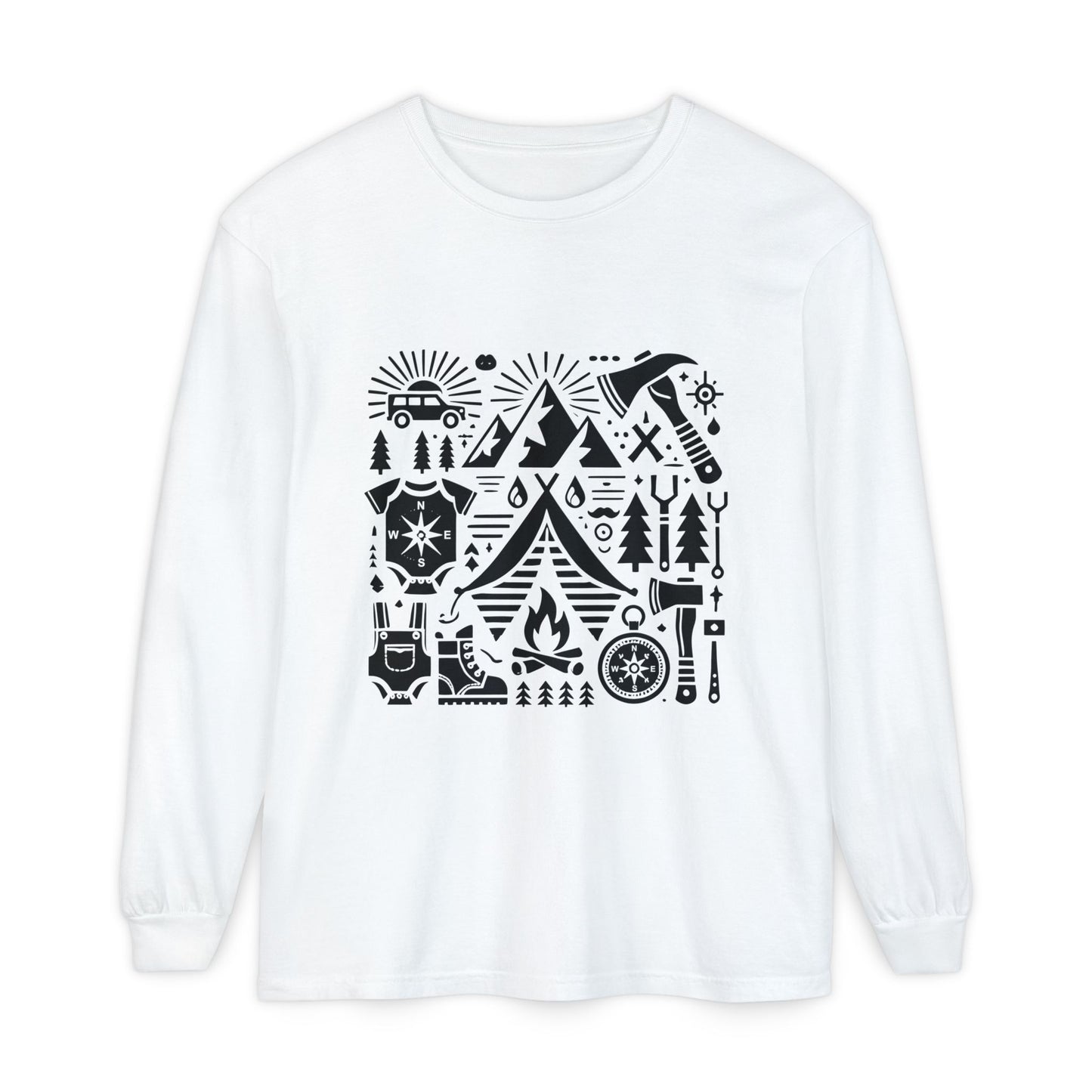 High Contrast Camping Long Sleeve Tee White Long-sleeve