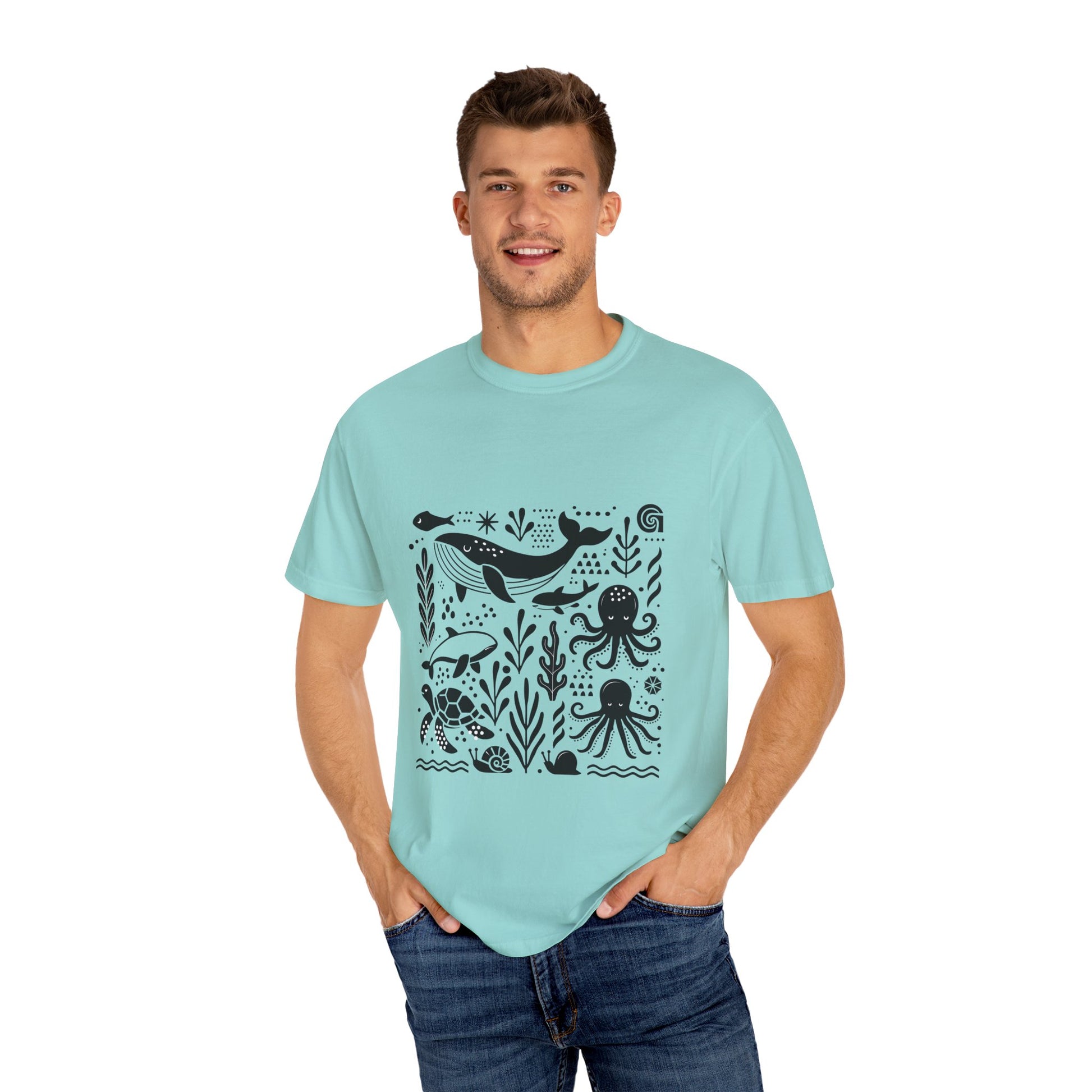 High Contrast Ocean Life Tee Chalky Mint T-Shirt