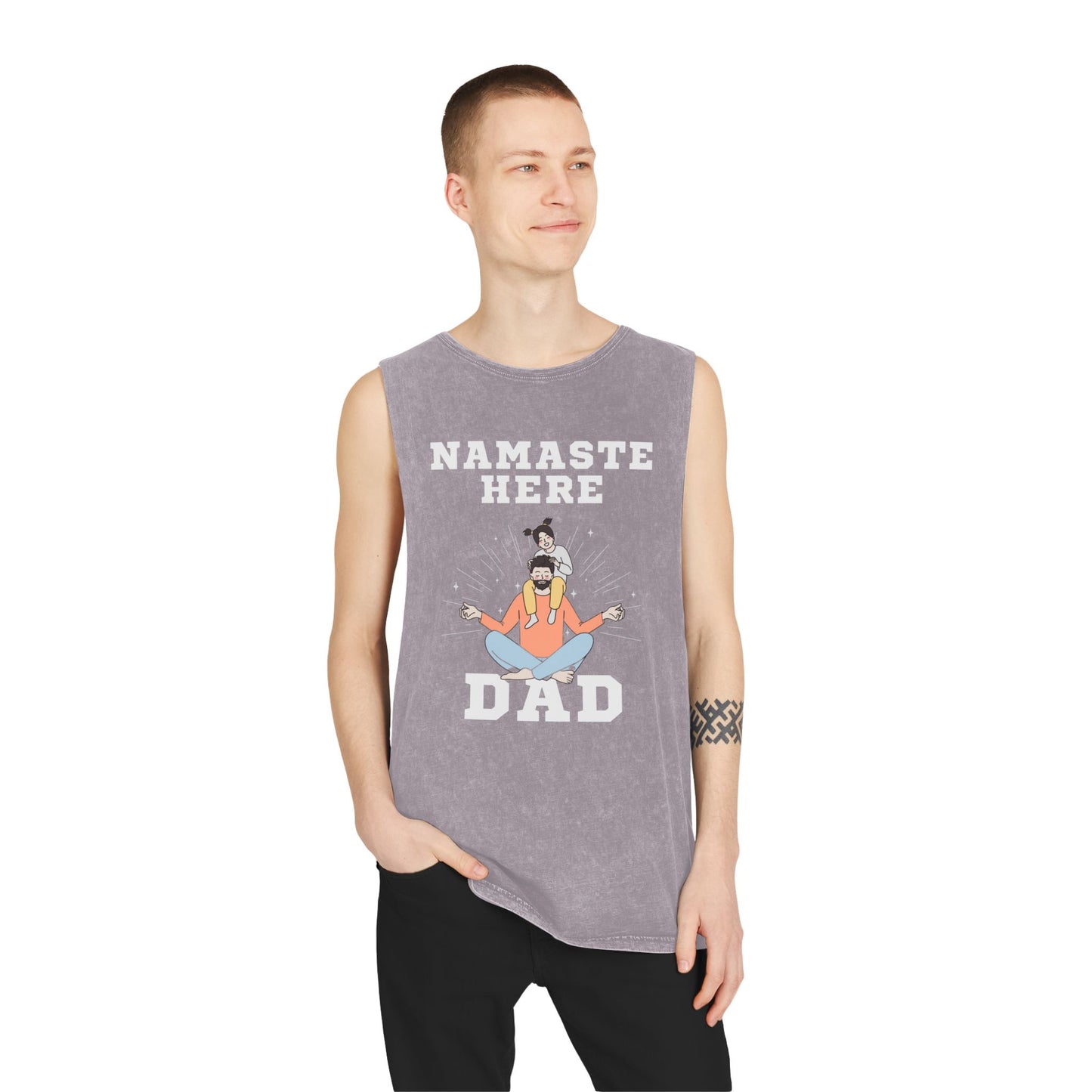 Namaste Here Dad Stonewash Tank Top Orchid Stone Tank Top